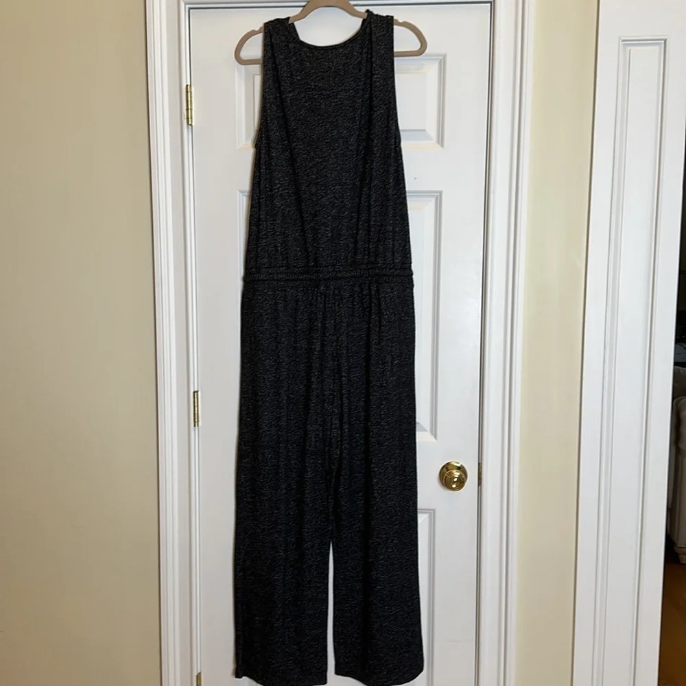 Soft Surroundings Jumpsuit Grey Black Marabella Cowl Neck Drawstring Large